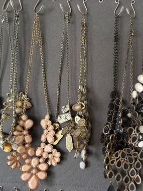 9 Vintage Statement necklaces- variety of colours